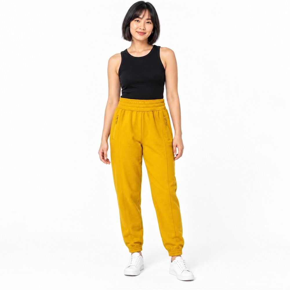Fabletics Mustard Yellow High Waisted Zipper Pocket Jogger Sweatpants SMALL